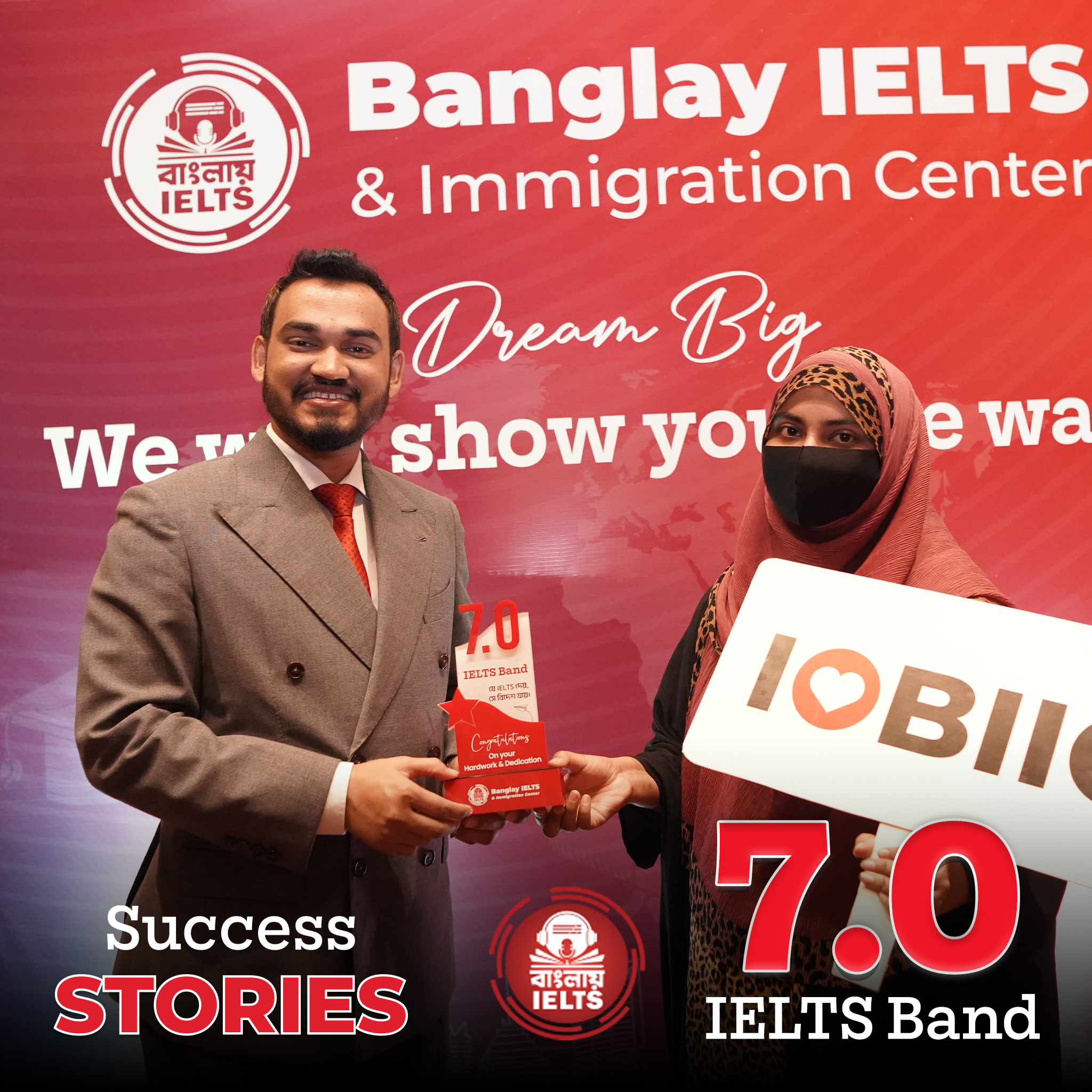 IELTS student achieving Band Score 7 in Online Batch
